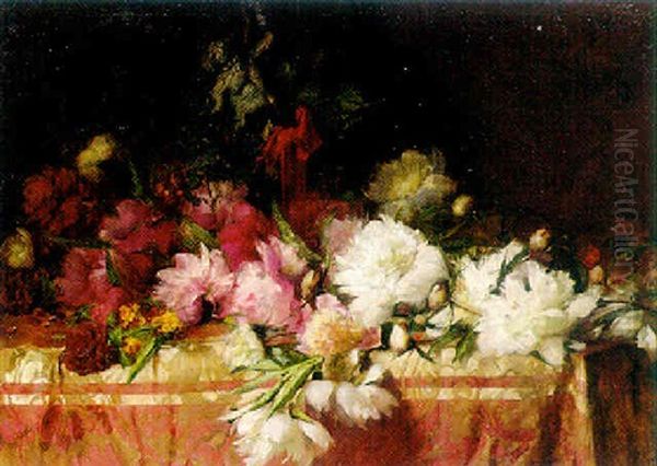 Cabbage Roses On A Table by Emile Vloors