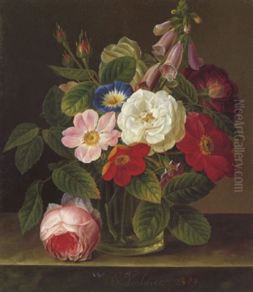 Blumenstilleben Oil Painting by Gottfried Wilhelm Voelcker