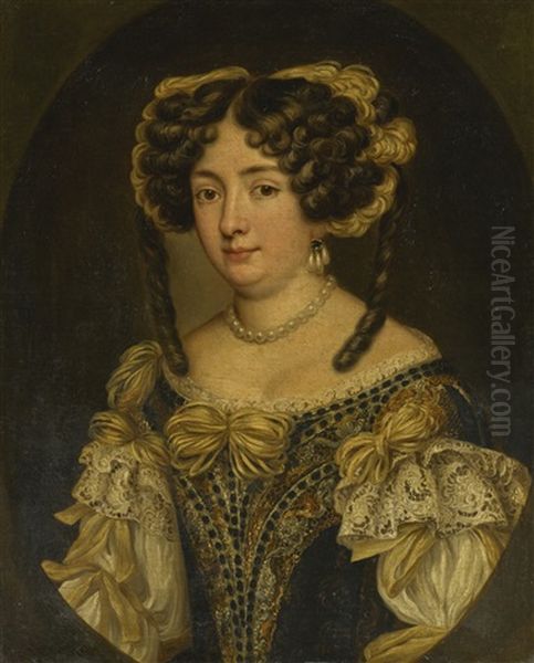 Portrait Of Eleonora Boncompagni Borghese (1642-1695), Half-length, In An Embroidered Dress Oil Painting by Jakob Ferdinand Voet