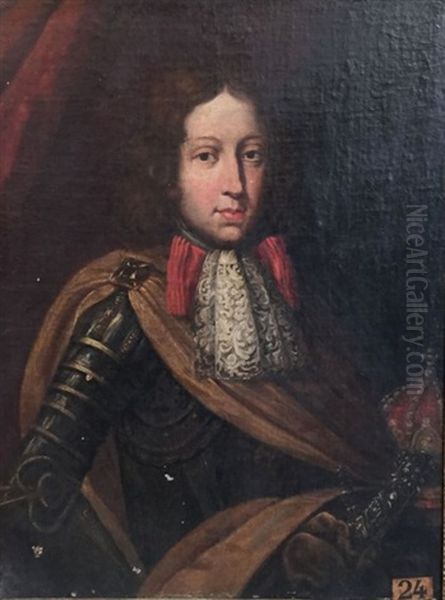 Portrait D'une Altesse Royale Avec Une Couronne Ferme E Et Une Epee Ornee De Diamants Oil Painting by Jakob Ferdinand Voet