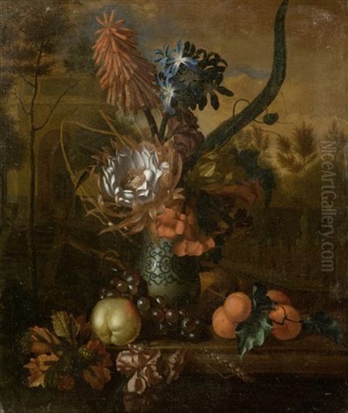 Lilien, Zuckerbusche, Trompetenblumen Und Turkische Nelken In Einer Chinesischen Porzellanvase Oil Painting by Karel Borchaert Voet