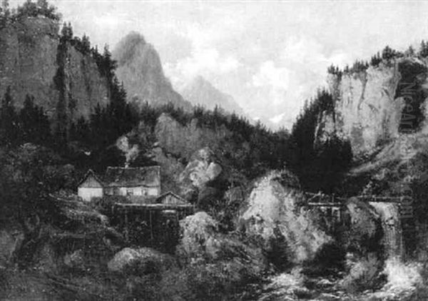 Muhle Im Hochgebirge Oil Painting by Johannes Gysbert Vogel the Younger