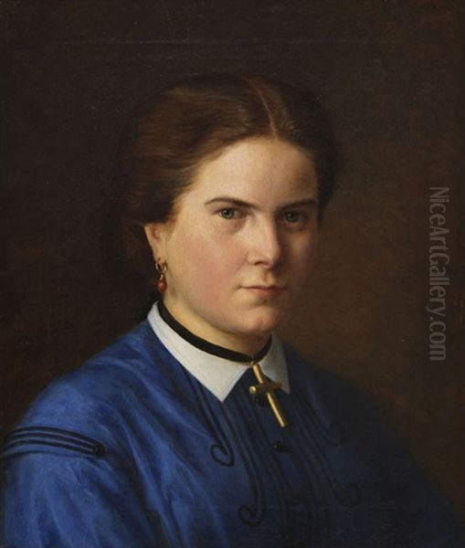 Portrat Der Klara Schrader (geboren 1844) Oil Painting by Carl Christian Vogel von Vogelstein