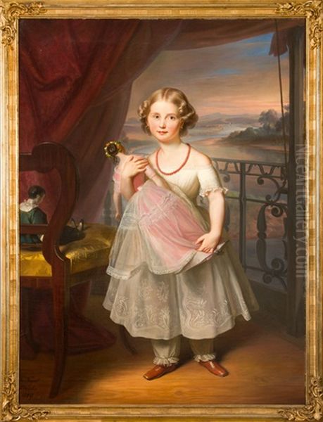 Bildnis Einer Sachsischen Prinzessin Mit Fensterausblick Auf Die Elbe (prinzessin Anna Von Sachsen?) Oil Painting by Carl Christian Vogel von Vogelstein