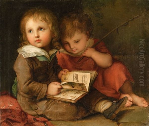 The Painter's Children - Carl Christian And Friedrich Vogel Oil Painting by Christian Leberecht Vogel