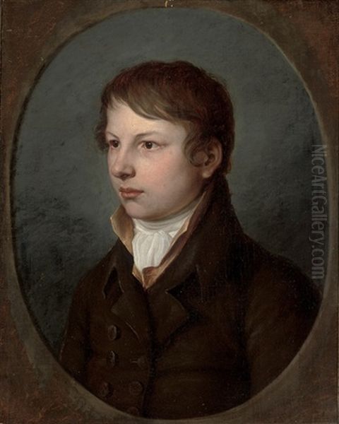 Portrait Of A Boy In A Brown Coat Oil Painting by Christian Leberecht Vogel