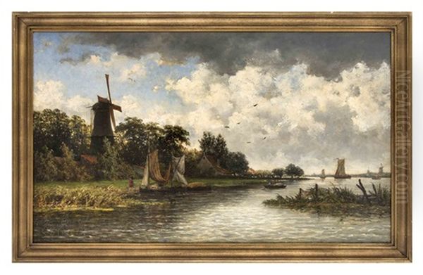 Ansicht Auf Den Kralingse Plas (gewasser Bei Rotterdam) Oil Painting by Cornelis Jan de Vogel