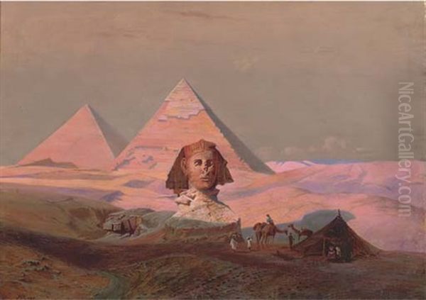 The Pyramids At Giza Oil Painting by Hermann Vogel