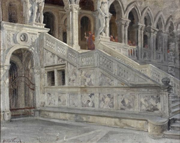 Treppe Der Giganten Des Dogenpalastes In Venedig Oil Painting by Hugo Vogel