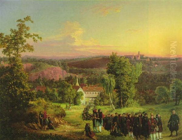 Thuringer Hochzeitszug In Altenburg Oil Painting by Ludwig Vogel