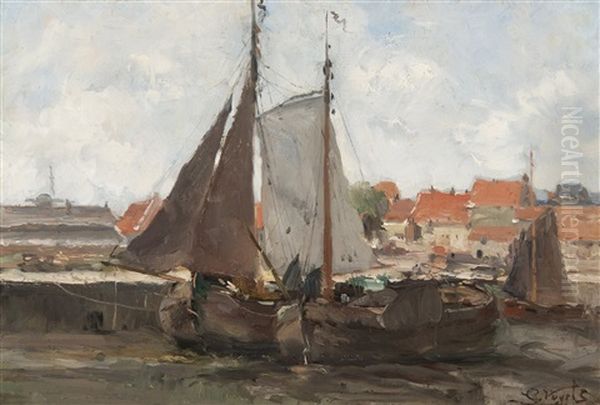 Canal With Boats (ca. 1874) by Guillaume Vogels