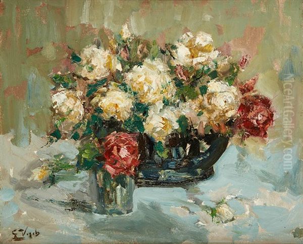 Bouquet De Roses Oil Painting by Guillaume Vogels