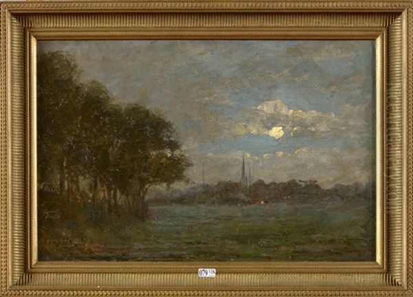 Paysage De Campagne Au Clair De Lune Oil Painting by Guillaume Vogels