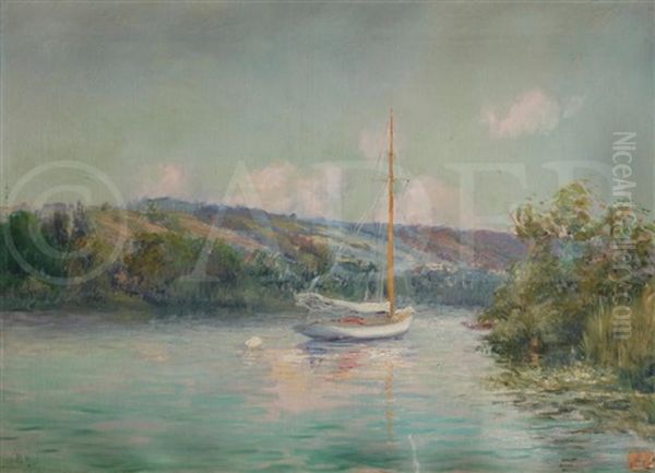 Voilier Sur La Riviere Oil Painting by Paul Vogler