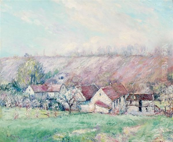 Verger En Fleurs Pres Du Hameau Oil Painting by Paul Vogler