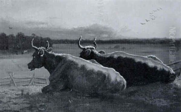 Cattle Resting Oil Painting by Adolphe Vogt