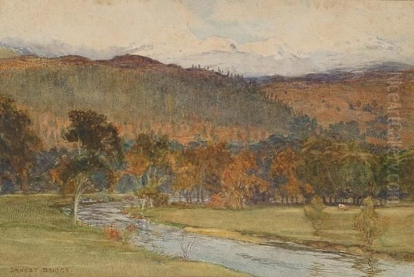 River Landscape Oil Painting by Ernest Edward Briggs