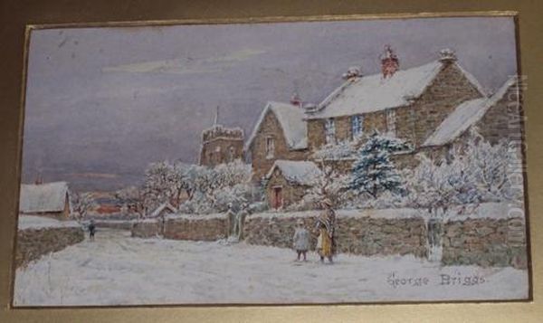 'bidston Church And Village' Oil Painting by George Briggs