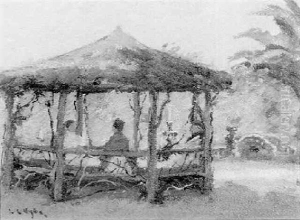 Women In The Gazebo Oil Painting by Louis Charles Vogt