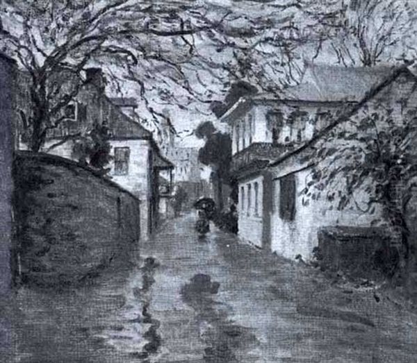 Rainy Day In Norwalk Oil Painting by Louis Charles Vogt