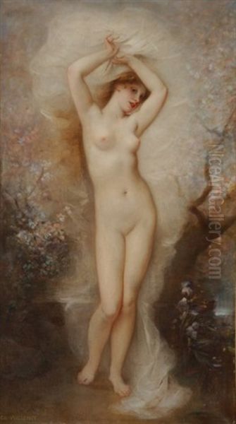 Jeune Femme Nue, Allegorie Oil Painting by Andre Charles Voillemot