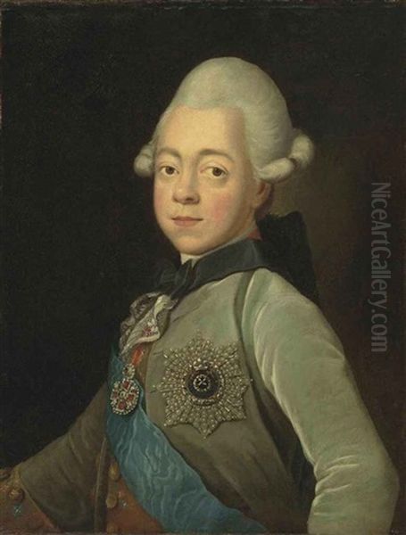 Grand Duke Paul Petrovich Of Russia, The Future Emperor Paul I, With The Sash And Star Of The Order Of Saint Andrew The First-called, And The Star Of The... Oil Painting by Jean-Louis Voilles