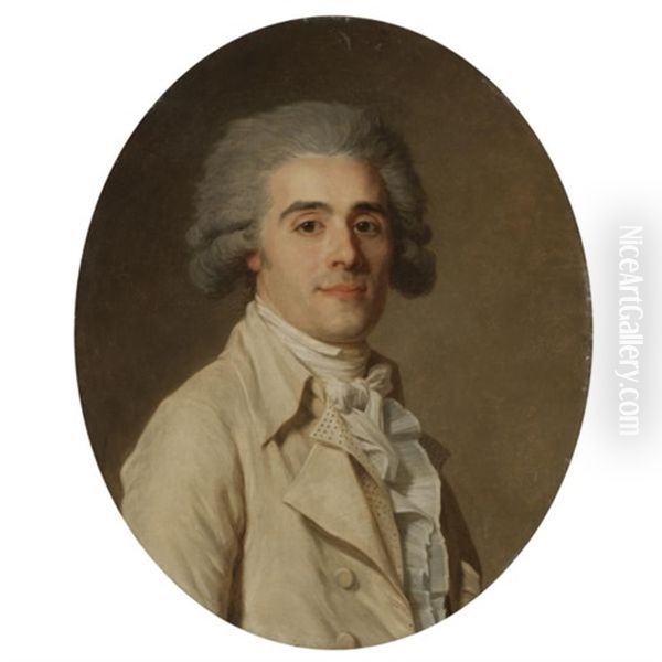 Portrait Of A Gentleman, Half Length, Wearing White Oil Painting by Jean-Louis Voilles