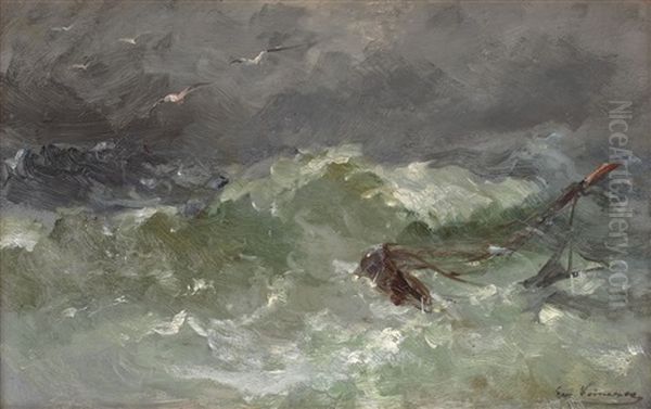 Furtuna Pe Mare Oil Painting by Eugen (Cean) Voinescu