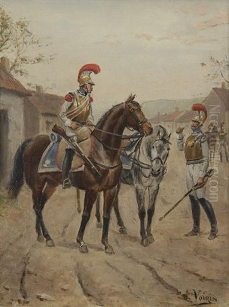 Cuirassier A Cheval Oil Painting by Jules Antoine Voirin