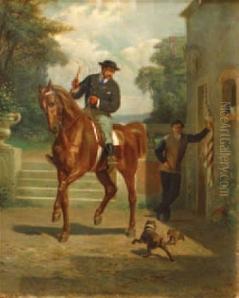 La Sortie D'ecurie Oil Painting by Jules Antoine Voirin