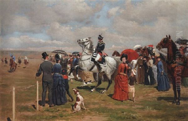 Sur Le Champ De Courses Oil Painting by Jules Antoine Voirin