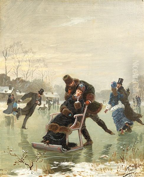 Patinage Oil Painting by Leon Joseph Voirin