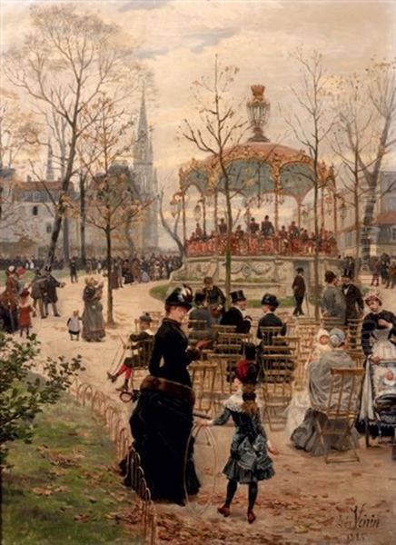 Le Parc De La Pepiniere A Nancy En Automne Oil Painting by Leon Joseph Voirin