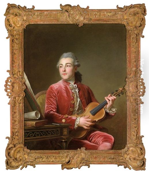 Bildnis Eines Herrn Mit Violine Oil Painting by Guillaume Voiriot