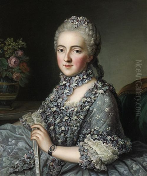 Bildnis Einer Dame Der Pompadour-zeit Oil Painting by Guillaume Voiriot