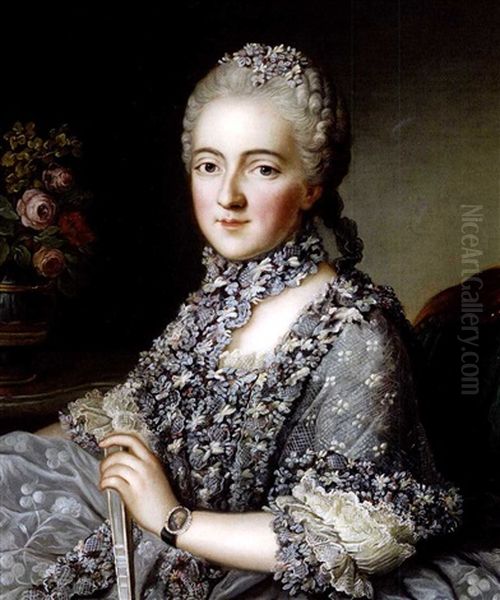 Bildnis Einer Dame Der Pompadour-zeit Oil Painting by Guillaume Voiriot