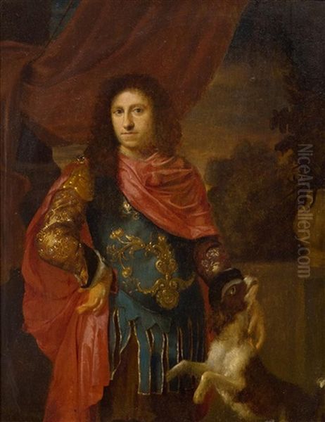 Portrat Eines Edelmannes Mit Einem Hund, Wohl Ludwig Xiii. Oil Painting by Ary de Vois