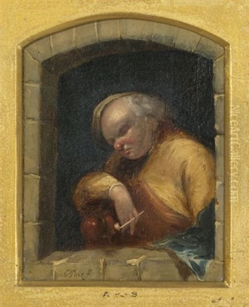 Portrait Of A Drunken Man With Pipe Oil Painting by Ary de Vois