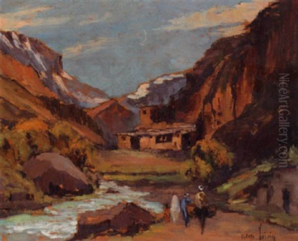 Vallee De L'ourika, Maroc Oil Painting by Henri Leon Voisin