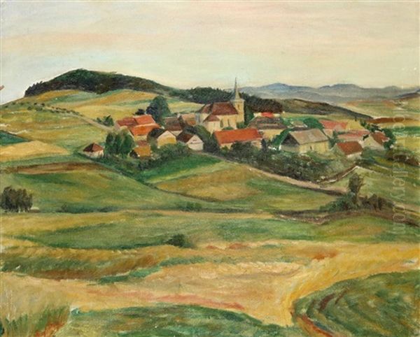 Dorf In Den Bergen (+ Landschaft, Verso) Oil Painting by Frantisek Vojacek