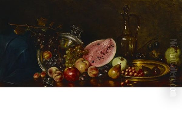 A Still Life With Fruit, An Ewer And Chargers Oil Painting by Nicolai Vokos