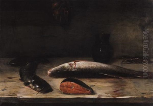 Still Life With Fish And Jug Oil Painting by Nicolai Vokos