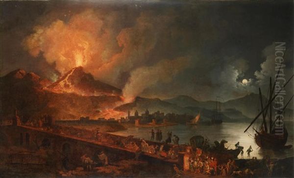 The Eruption Of Mount Vesuvius Oil Painting by Pierre Jacques Volaire