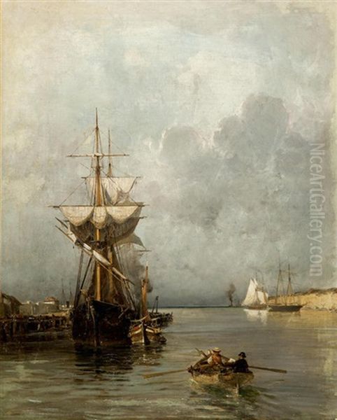 Harbour Scene Oil Painting by Konstantinos Volanakis