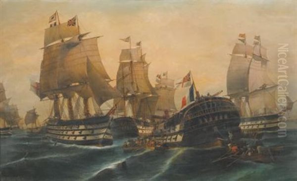 The Battle Of Trafalgar Oil Painting by Konstantinos Volanakis