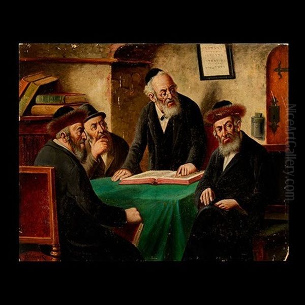 Rabbis In Debate Oil Painting by Raimund Volanek