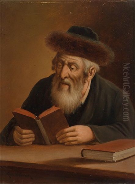 Talmud Studium Oil Painting by Raimund Volanek