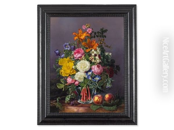 Flower Still Life Oil Painting by Gottfried Wilhelm Voelcker