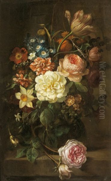 Blumenstillleben Oil Painting by Gottfried Wilhelm Voelcker