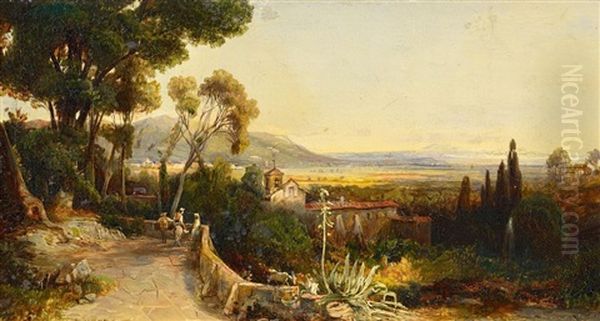 Suditalienische Landschaft Auf Sizilien (?) Oil Painting by Otto Hermann Emil Voelcker